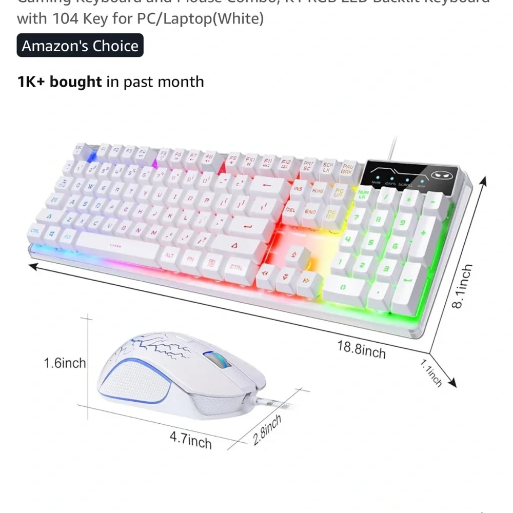 MageGee K1 Keyboard and Mouse Combo - White
